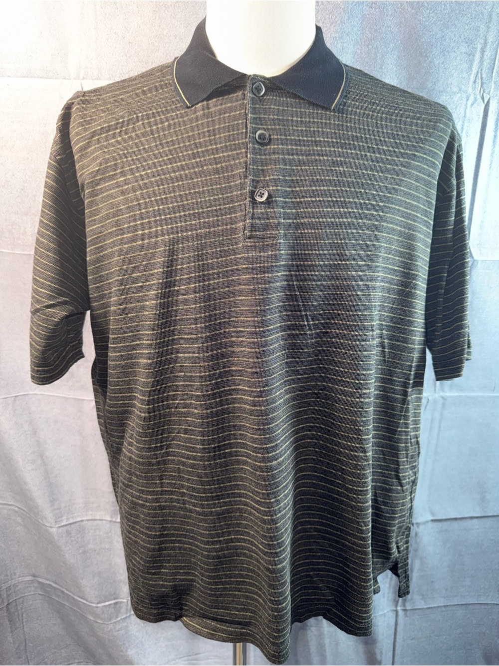 1541-Axist Black Polo with Thin Gray Stripes
